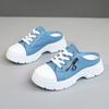 Fashion Summer New Women Half Slippers Lightweight Comfortable Casual Canvas Shoes Female Sneakers Fashion Lace-up Platform Shoes Mujer