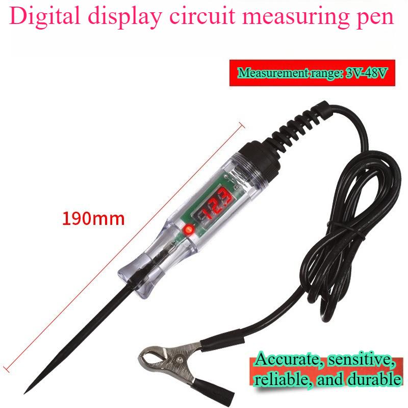 Automotive testing pen LED test light, car digital display, 12v24v70V, automotive repair circuit, fuse detection and testing pen