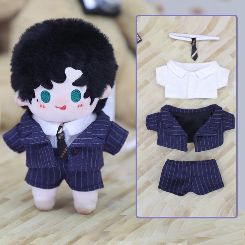Niannyyhouse 10cm X 20cm Plush Clothes: Jacket, Shirt, Tie, Pants, Striped Suit, Cotton Doll, Dress-Up (Blue 10cm)