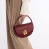 Leather Messenger Bag, High-end Niche Semi-round Bag, Women's 2025 New Matte Fashion Temperament Women's Shoulder Bag
