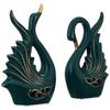 Современная элитная керамическая фигурка в виде пары лебедей | Красивый декор для дома (2 шт., темно-зеленый, средний)