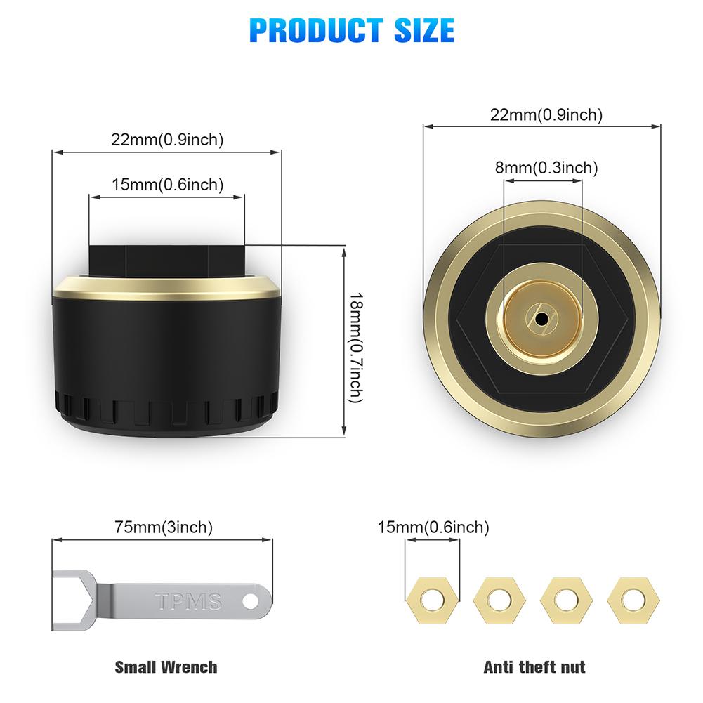 Car TPMS Tire Pressure Monitoring System Bluetooth 5.0 Mobile Phone Display Motorcycle Car Tyre Pressure Sensor for LOS Android