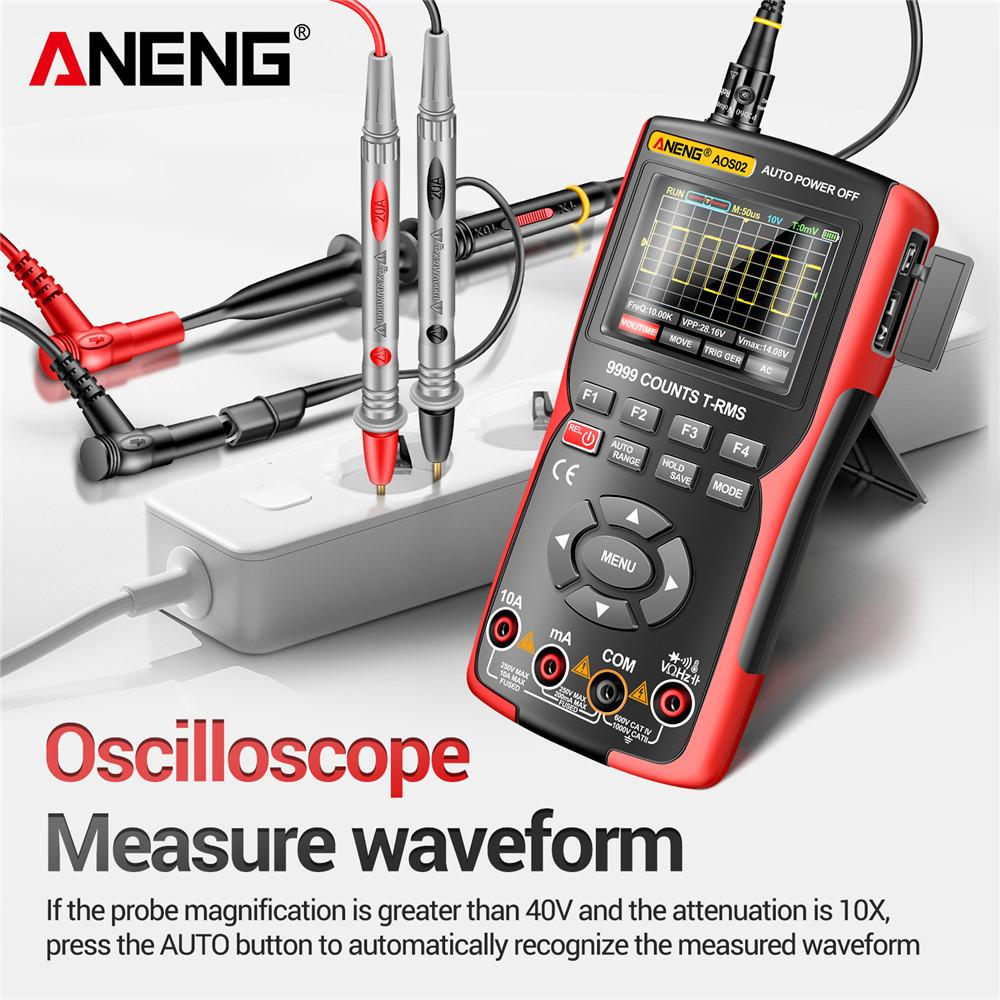 ANENG AOS02 Digital Oscilloscope Transistor Test Multimeter 48MS/s Sampling Rate 10MHZ Analog Bandwidth Support Waveform Storage Portable Tester Tools