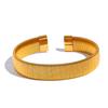 Yhpup 13mm Wide Waterproof Stainless Steel Metal Texture Open Cuff Bracelet Bangle Personalized Women Jewelry Bijoux Gala Gift