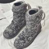 Knitted Woolen Snow Boots Women  Winter Creative Korean Plush Fashion Cotton Shoes Trend Anti Slip Warm Flat Casual Shoes