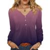 Женская модная повседневная блузка с V-образным вырезом на пуговицах, с длинным рукавом, пуловер, футболка, топ