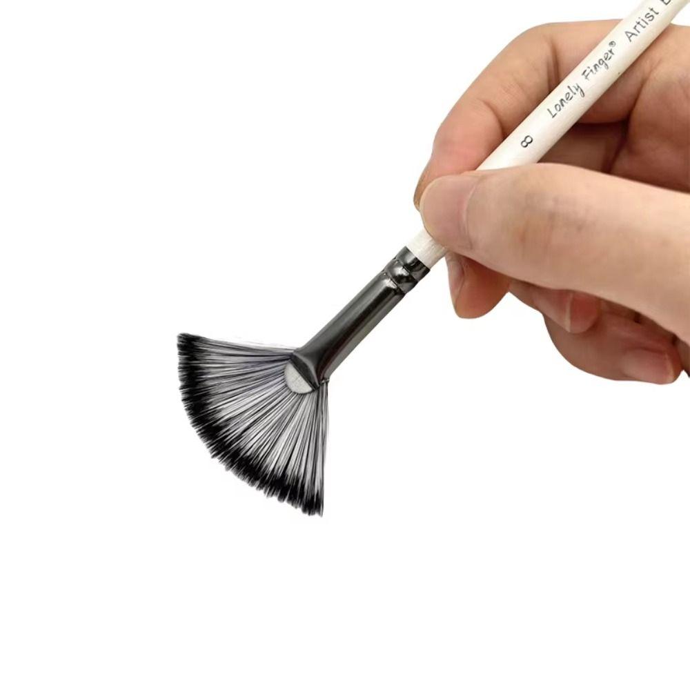 6pcs Wooden Handle Artist Paint Brushes Synthetic Bristle Watercolor Brushes Art Supplies