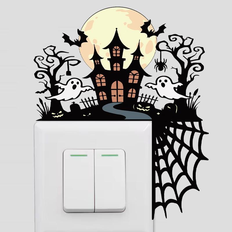 New Halloween door frame decoration sticker witch hat pumpkin wall sticker switch sticker PVC self-adhesive sticker