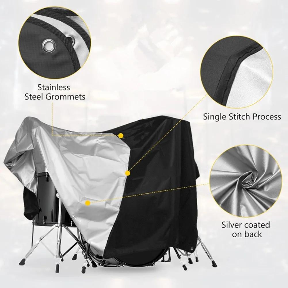 420D Oxford Cloth Waterproof Drum Set Cover for Protection Against Environmental Elements for Various Drum Sizes