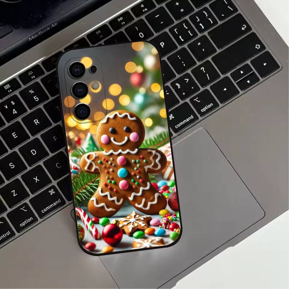 Милый G-Имбирный человечек Чехол для телефона Для Samsung S25,S24,S21,S22,S23,S30,Ultra,S20,Plus,Fe,Lite,Note,10,9,5G Черный чехол