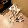 Модные женские сандалииФранцузские ретро женские туфли Новый стиль Острый каблук Модные Универсальные женские сандалии Удобные Простые сандалии на каблуке