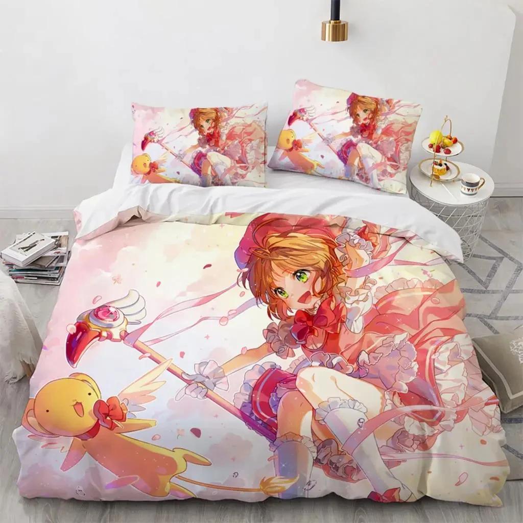 Anime Cardcaptor Sakura Bedding SetDuvet Cover Comforter Bed Set Quilt Cover PillowcaseKing Queen Twin Size Boys Girls Adults