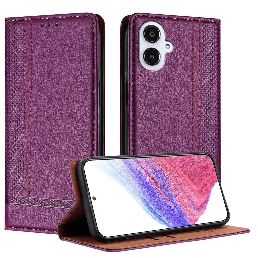 For Samsung Galaxy A25e Case L-Shaped Grid Pattern Leather Stand Phone Cover with Card Slots