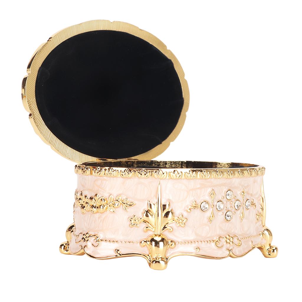 Vintage Jewelry Box Oval Trinket Metal Decorative Rings Necklace Organizer Box for Women Girls