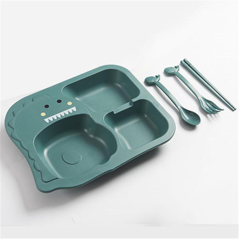 Dinosaur-Themed Children's Dinnerware Set: Divided Plate, Bowl, and Cutlery for Boys Aged 4-6