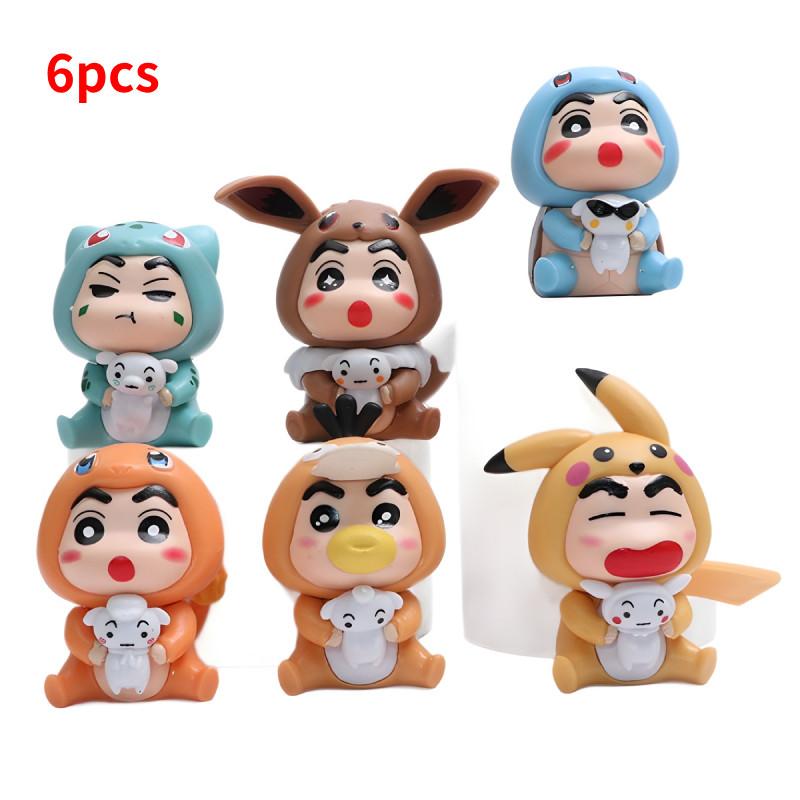 Charming 6 Designs Shinnosuke Cosplay Pikachu Anime Figure Pvc Collectible Decoration