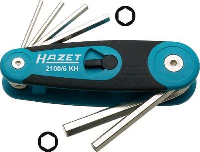 HAZET 2100/6KH Набор шестигранных ключей, Г-образный, 6 шт., 2,5-8 мм, совместимый с дюймовым стандартом, никелированное покрытие, компактное хранение, для авторемонта, DIY и