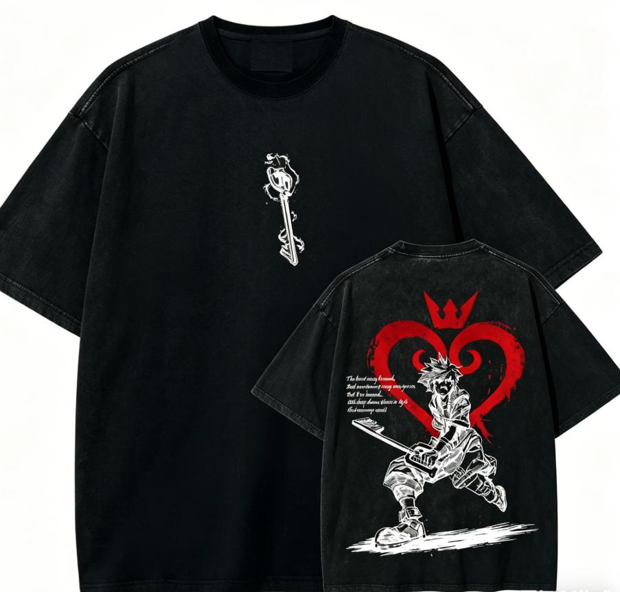 Kingdom Hearts Сора Аниме Любитель Футболка Круглогодичная одежда Личность Одежда Большой Размер Унисекс Новая модель Для пар Высокое качество Мягкая