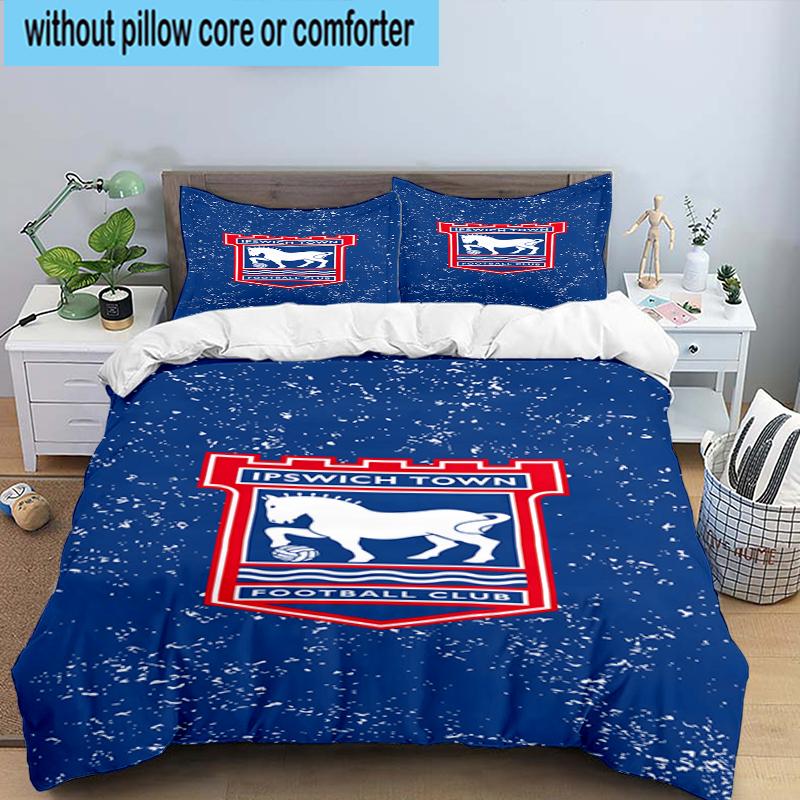3PCS FC Ipswich Crest Bedding Set,Including 1pc Duvet Cover And 2pcs Pillowcases Perfect for Bedroom, Dormitory, Fan Christmas gift