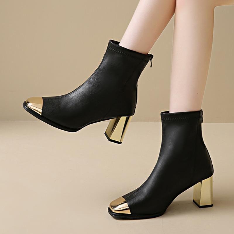 Женские ботильоны на высоком каблуке с квадратным носком, массивные туфли, дизайнерские новые элегантные туфли 2025 года, модные туфли-лодочки для вечеринок в готическом стиле Botas Mujer