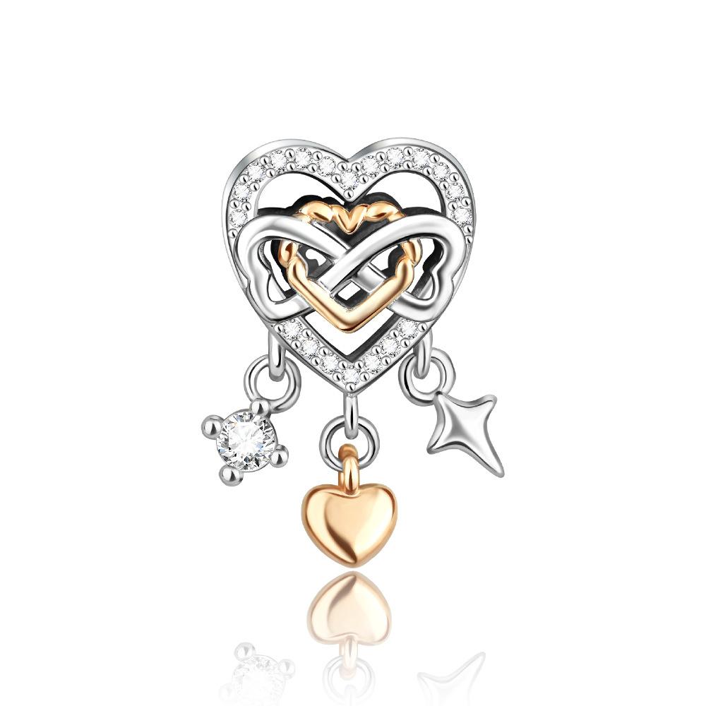 S925 Silver DIY Heart Bead Jewelry Making Kit Craft Accessories Charms Bracelet Necklace Supplies