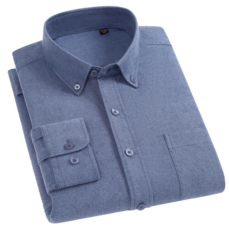 5XL Мужская Рубашка с Длинным Рукавом Приталенная Хлопок Оксфорд Классическая в Полоску Рубашка Мужская с Длинным Рукавом Клетчатые Рубашки Повседневная Деловая Мягкая Уютная