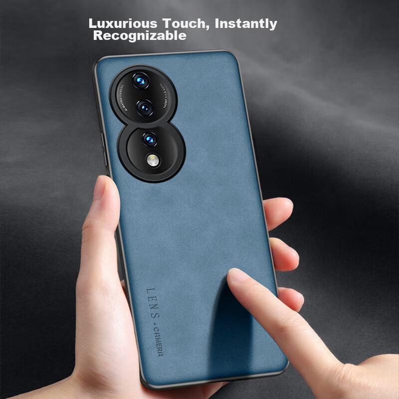 Honor 80 Phone Case, Honor 80 Full Lens Protection, Silicone Soft Edge, Shockproof, Ultra-Thin, Simple And Leather Texture Case, Quiet Black