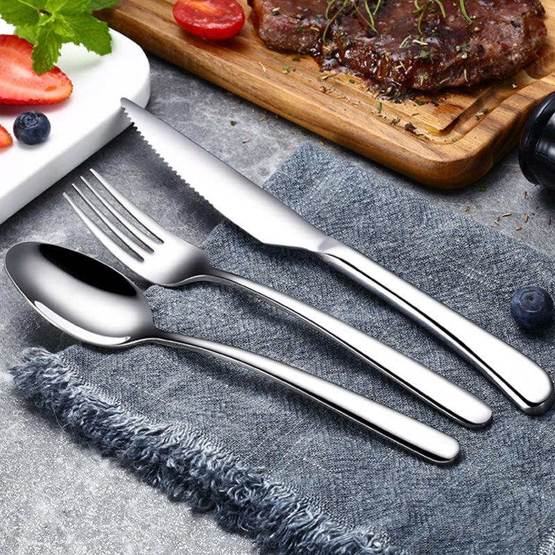 304 Stainless Steel Knife, Fork, Spoon, Western Tableware, Heavy and Elegant Series Steak Knife, Thickened Cloth Wheel Light