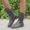 Flat Bottom Medium Boots Women's New Autumn and Winter Knight Boots Martin Boots Rivet Large Size Women's Boots