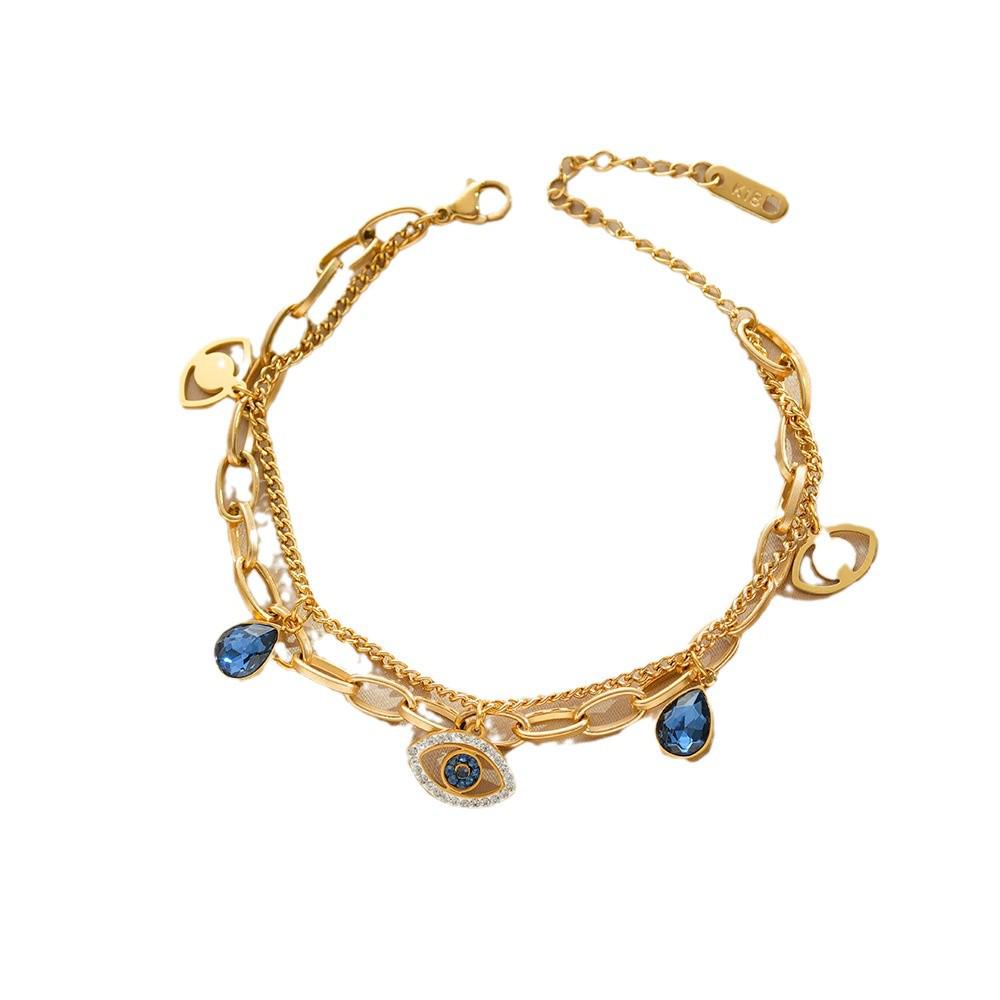 Браслет «Дьявольский глаз» европейского-американского происхождения: Стильные титановые стальные, не выцветающие, простые и универсальные украшения для рук