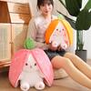 Cute Strawberry Carrot Companion Fully Filled Stuffed Animal Cartoon Rabbit Plush Toy Birthday Gift Doll