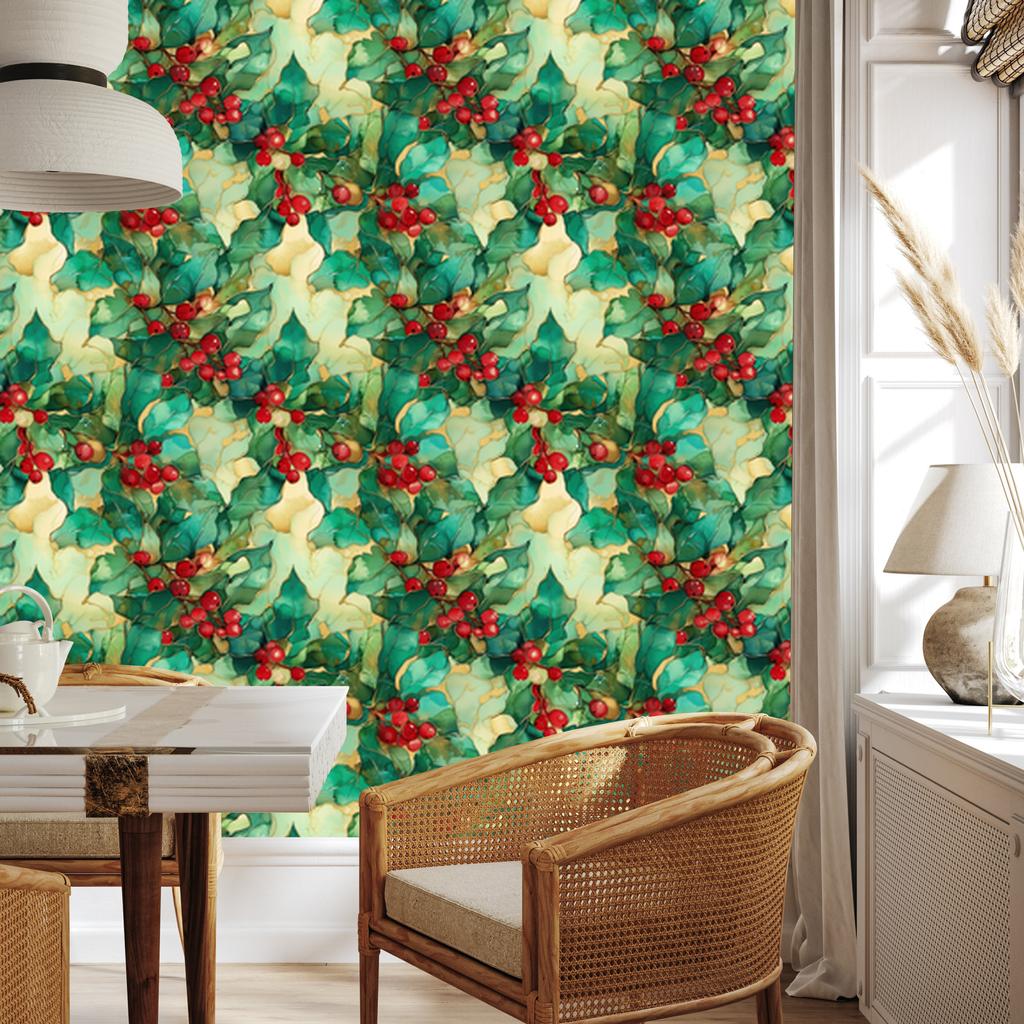 Ink Green, Sea Green and Lime Wallpaper for Living Room and Bedroom 50x1000