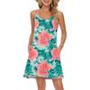 Women's Fashion Casual Beach Dresses Vintage Floral Printed With Pockets Dresses