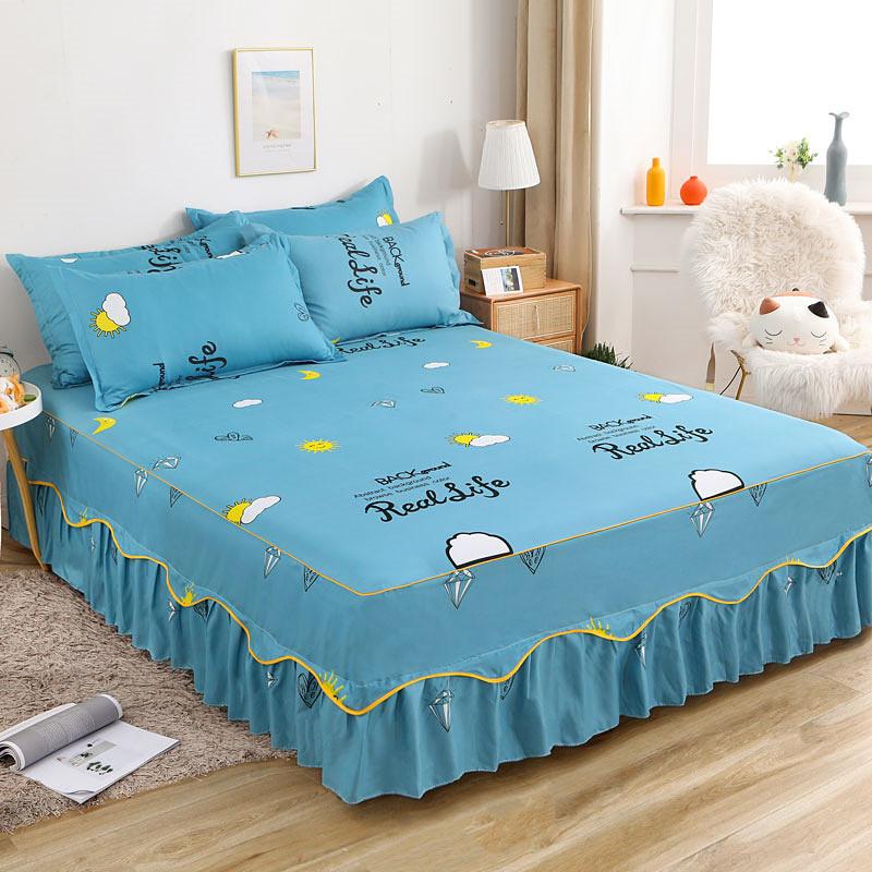 Bed Sheet Lace Skirt Elastic Fitted Double Bedspread Mattress Cover Home Pillowcase Bedding Set Bedsheet