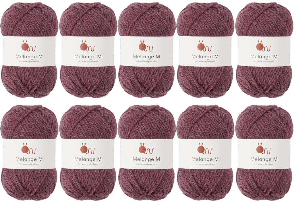 Knitworm Melange 10 Acrylic Yarn, Balls, Medium, 60% Wool, 40% (Plum)