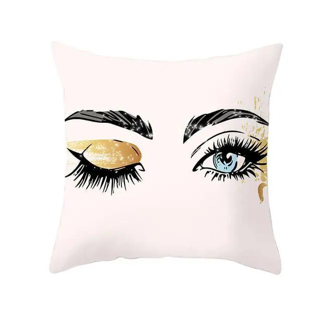 Juste de coussin en polyester avec cils, taie d'oreiller, décoration à la mode, canapé, maison
