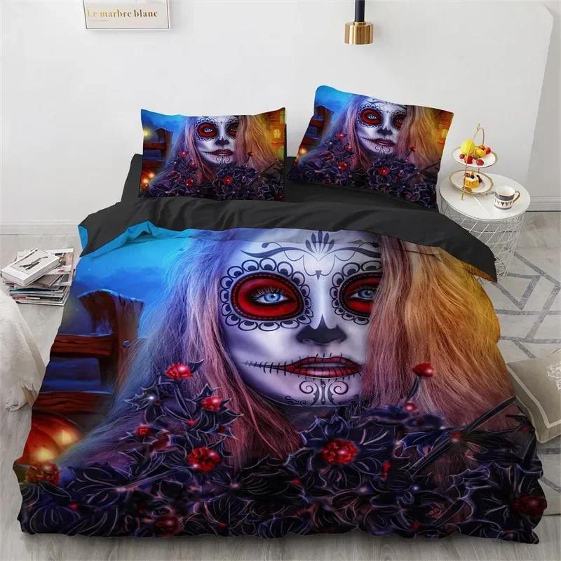 3D Print Skull Vintage Sugar Skull Girl Comfortable Duvet Cover Pillowcase Bedding Set Children Bedroom Decoration Home Textile