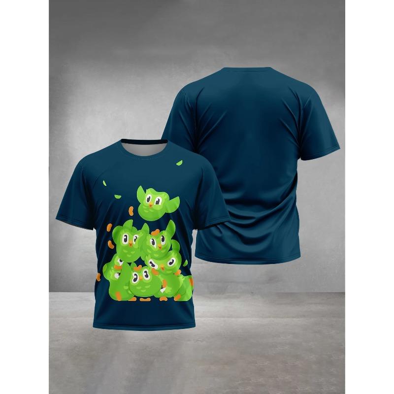 3D Printed Men's Clothing Men's Women's General Outdoor Clothing Suitable for Cartoon Duolingo Men's Comfortable T-Shirt Tops