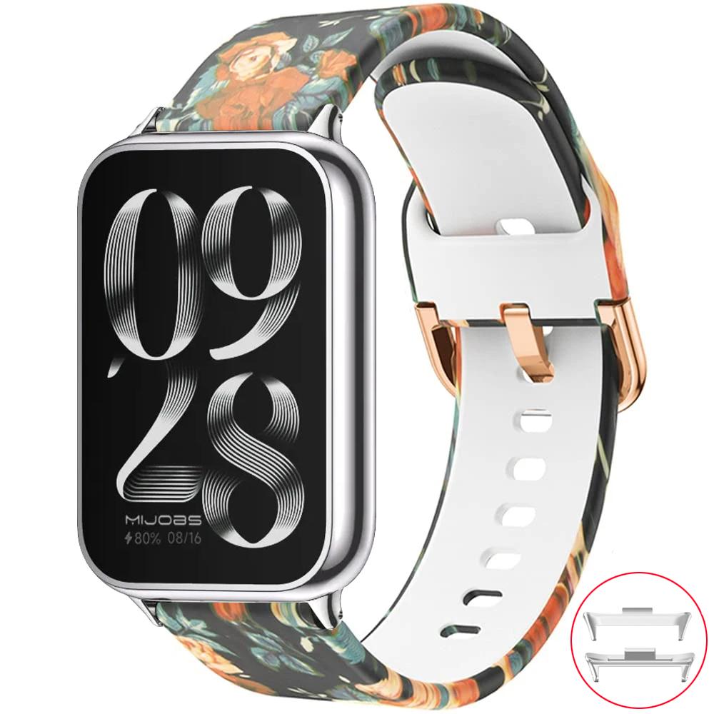 Печатный ремешок для Xiaomi Mi Band 8 9 Pro MiBand 8 Запасной силиконовый ремешок для умных часов Браслет correa Redmi watch 4 5 6 Ремешок
