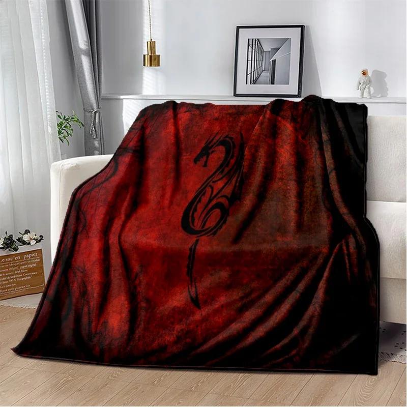 3D Print Chinese Dragon Blanket Soft Sofa Cover Throw Blanket Fleece Tapestry Lightweight Warm Bed Blankets for Bedroom Couch