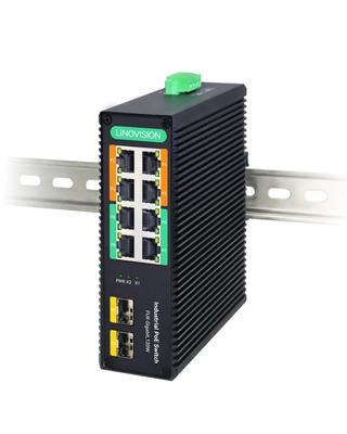 LINOVISION промышленный полногигабитный неуправляемый коммутатор с SFP 1000 Мбит/с BT90W PoE резервный источник питания POE-коммутатор на DIN-рейку для PTZ-монитора, подходящий для выставления счетов