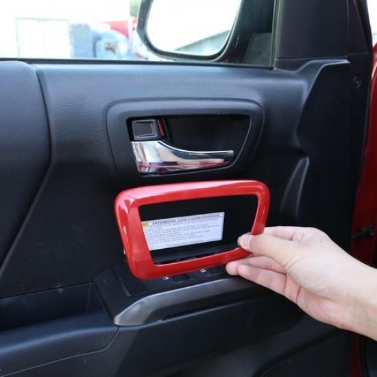 Car Front Rear Door Handle Frame Trim ABS Red Trim Cover For Toyota Tacoma 16-22