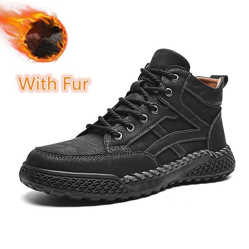 Men Leather Fashion Low Top Hiking Shoes 2024 Male Lace-Up Comfortable Sale Winter Boots Classic Luxury Brand Outdoor Ankle Boot