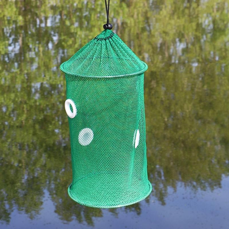 Рыболовные приманки Ловушка Складная корзина для рыбы для креветок Прочная плетеная рыболовная сеть с сумкой для хранения Корзина Клетка для приманок