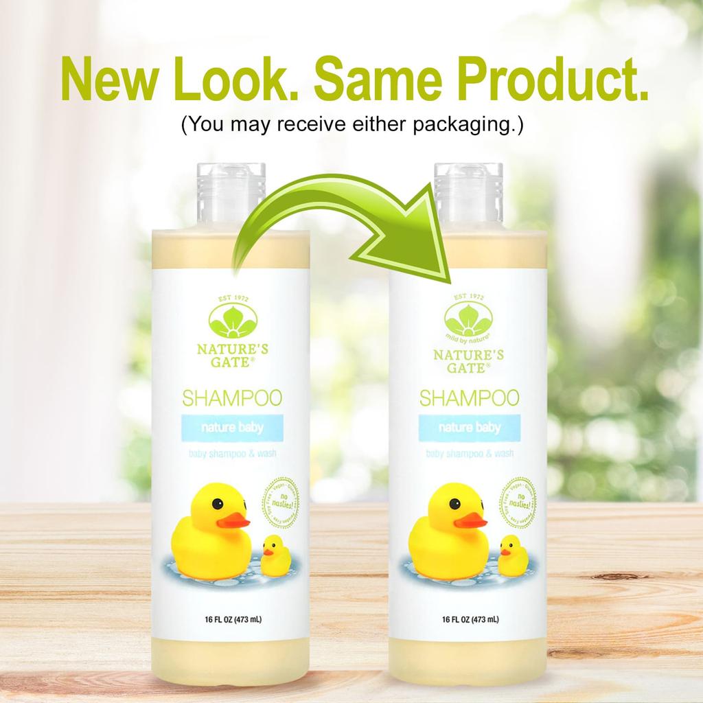 Mild By Nature (Nature's Gate), Nature Baby, Shampoo and Wash, 16 Fl Oz (473 Ml)