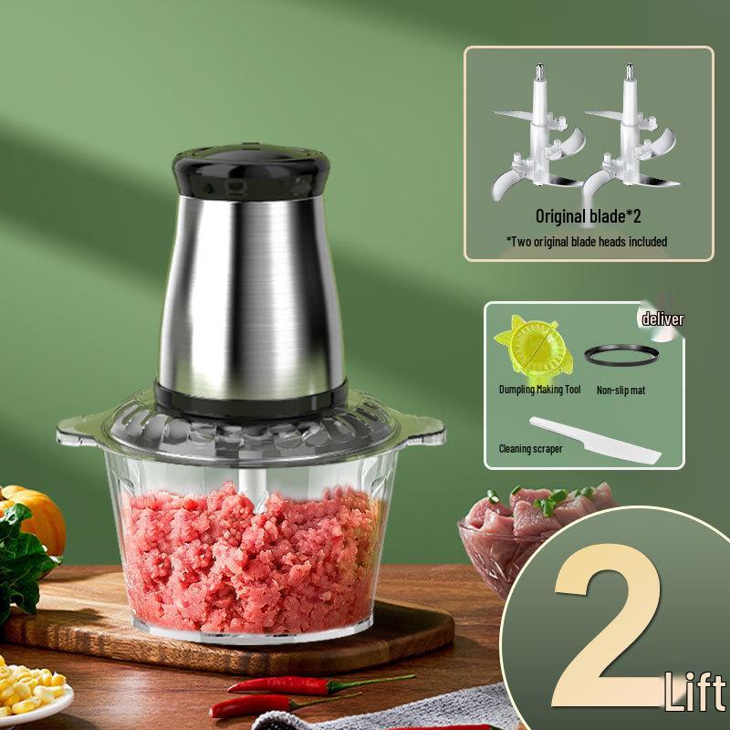 Compact Stainless Steel Meat Grinder and Blender with Dumpling Filling Feature