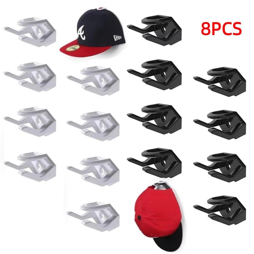 8Pcs Multi-Purpose Adhesive Hat Hooks No Drilling Wall Mounted Hat Rack Wall Mounted