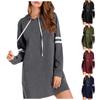 Women's Contrasting Color Long Sleeve Hooded Pocket Pullover Hooded Dress