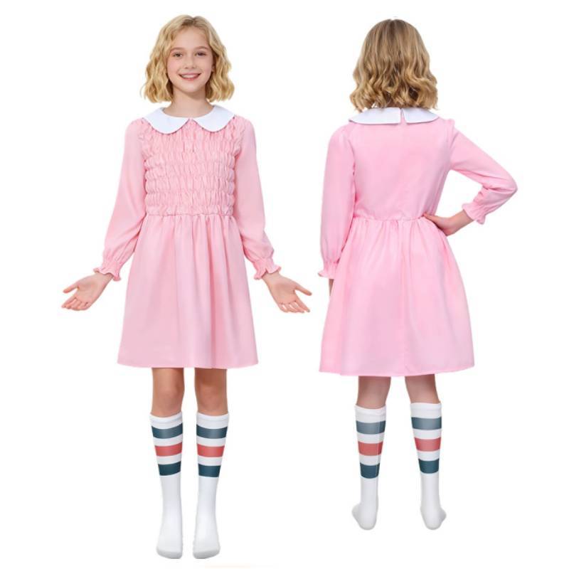 Stranger Things Eleven Costume Pink Outfit With Comfortable Material For Role Play And Events