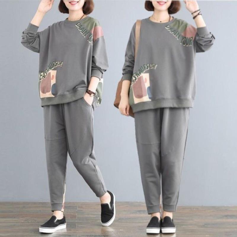 Plus Size Women's Two-Piece Suit - Autumn Loose Fit for Comfort and Style, Perfect for Covering Belly Fat